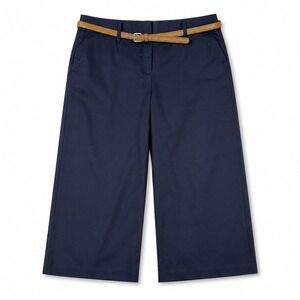 212 Collection Capri Pants Womens 14 Belted Deep Navy Classic Fit Stretch NWT
